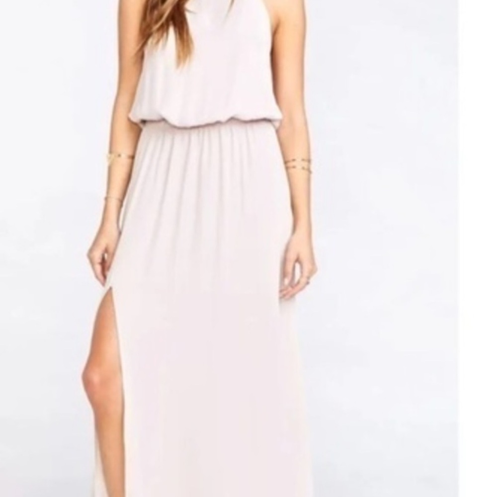 Show Me Your MuMu Cream Maxi Dress Heather Halter - Dusty Blush/Rose